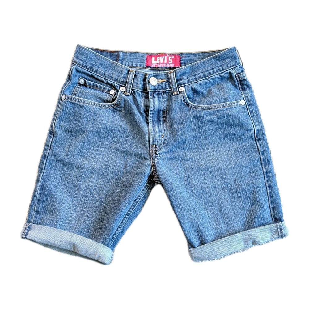 VTG Levi 514 Cutoff Cuffed Jean Shorts Sz 28 w/ 10" Inseam Red Tab Stretch Jorts